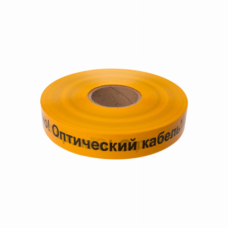Лента сигнальная «Осторожно оптический кабель» 40 мм х 500 м REXANT, цвет желтый/черный