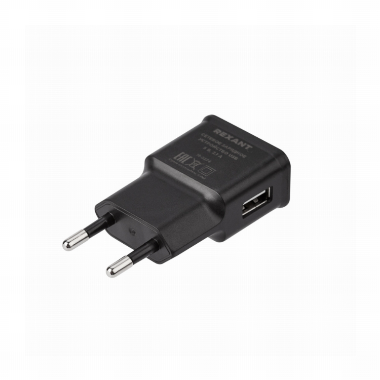 Сетевое зарядное устройство REXANT USB, 5V, 2.1 A, черное