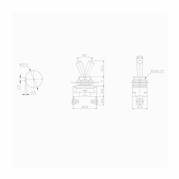 Тумблер 250V 10А (2c) ON-OFF однополюсный Mini (ASW-23) REXANT