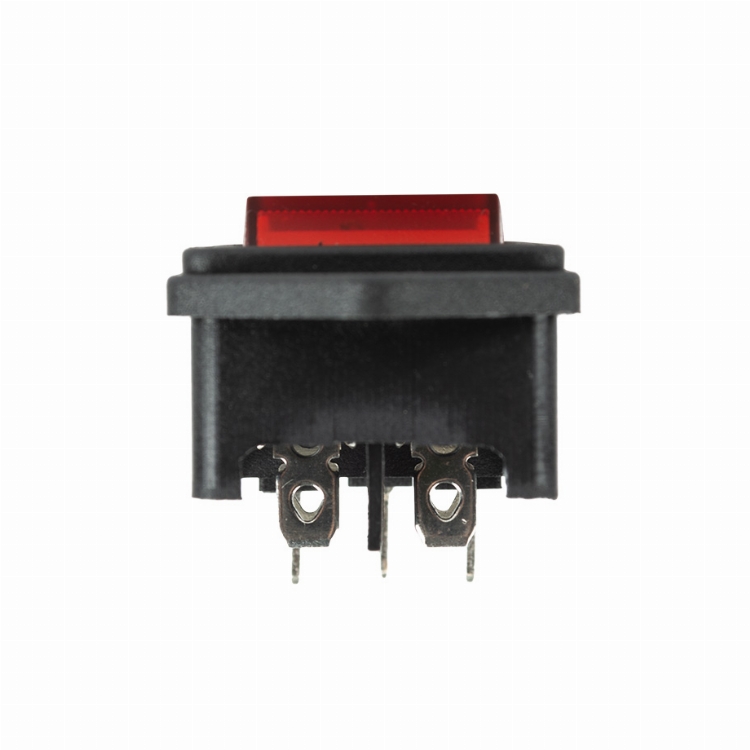 Выключатель клавишный 250 V 6 А (4с) ON-OFF красный с подсветкой и штекером C14 3PIN  REXANT